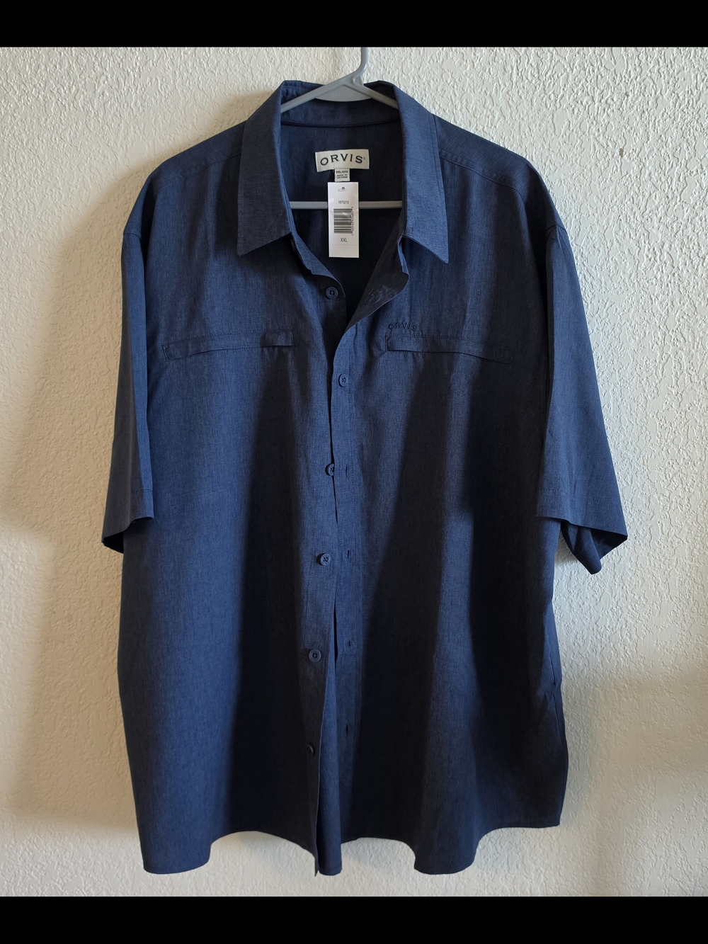 NWT Orvis Men's XXL Navy Short Sleeve Button Shirt